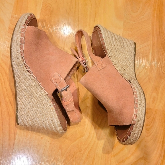 Toms Monica Espadrille Wedge Sling Back Sandals Pink Size 7 - Picture 2 of 15